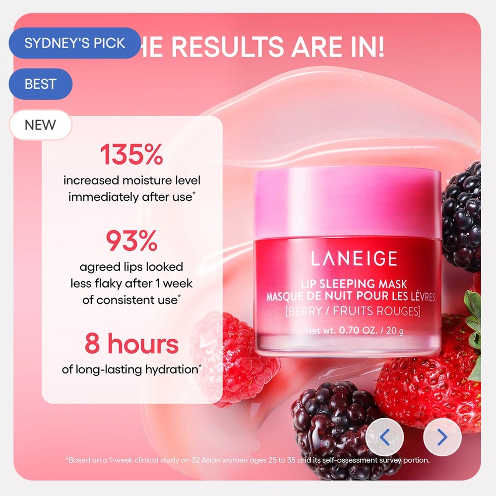 🪩5/$20 LANEIGE Lip Sleeping Mask - Berry NIB - Picture 2 of 3